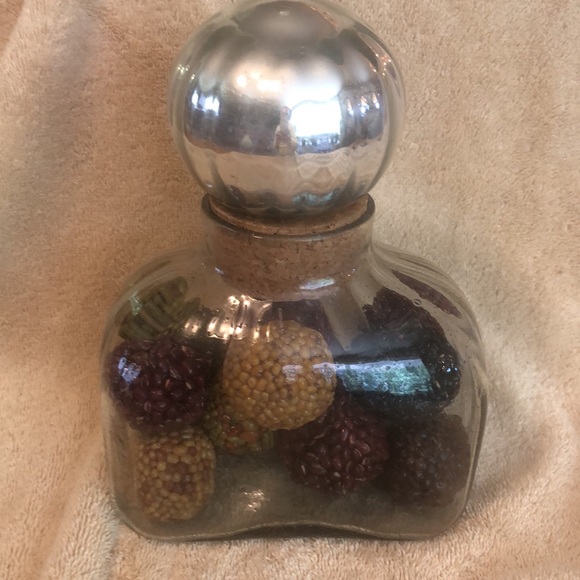 VTG BLOWN GLASS DECANTER WITH MERCURY GLASS STOPPER PERFUME BOTTLE SHAPE 8.5" T - Picture 3 of 6